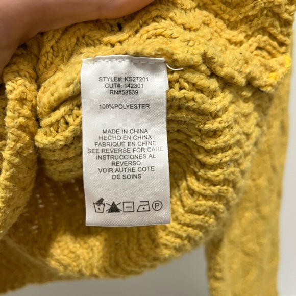 Kut From The Kloth cableknit crewneck sweater gold mustard yellow size small - Picture 4 of 6